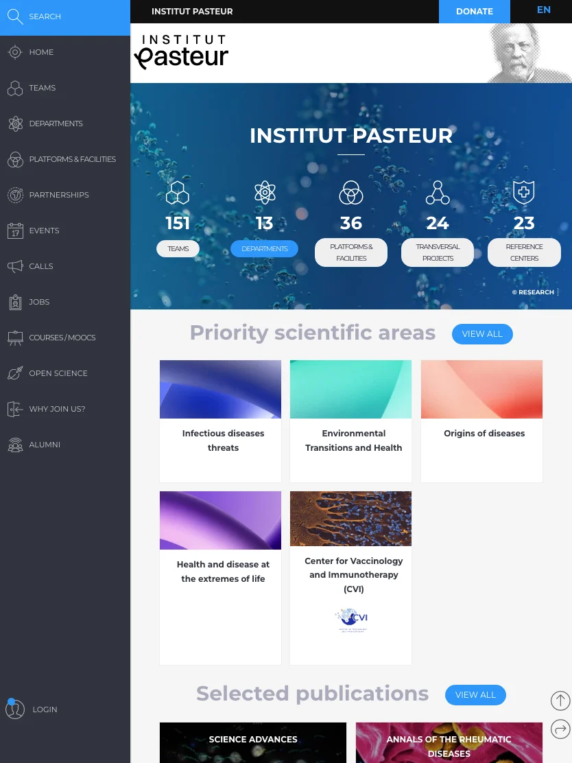 Institut Pasteur Research — Tablet